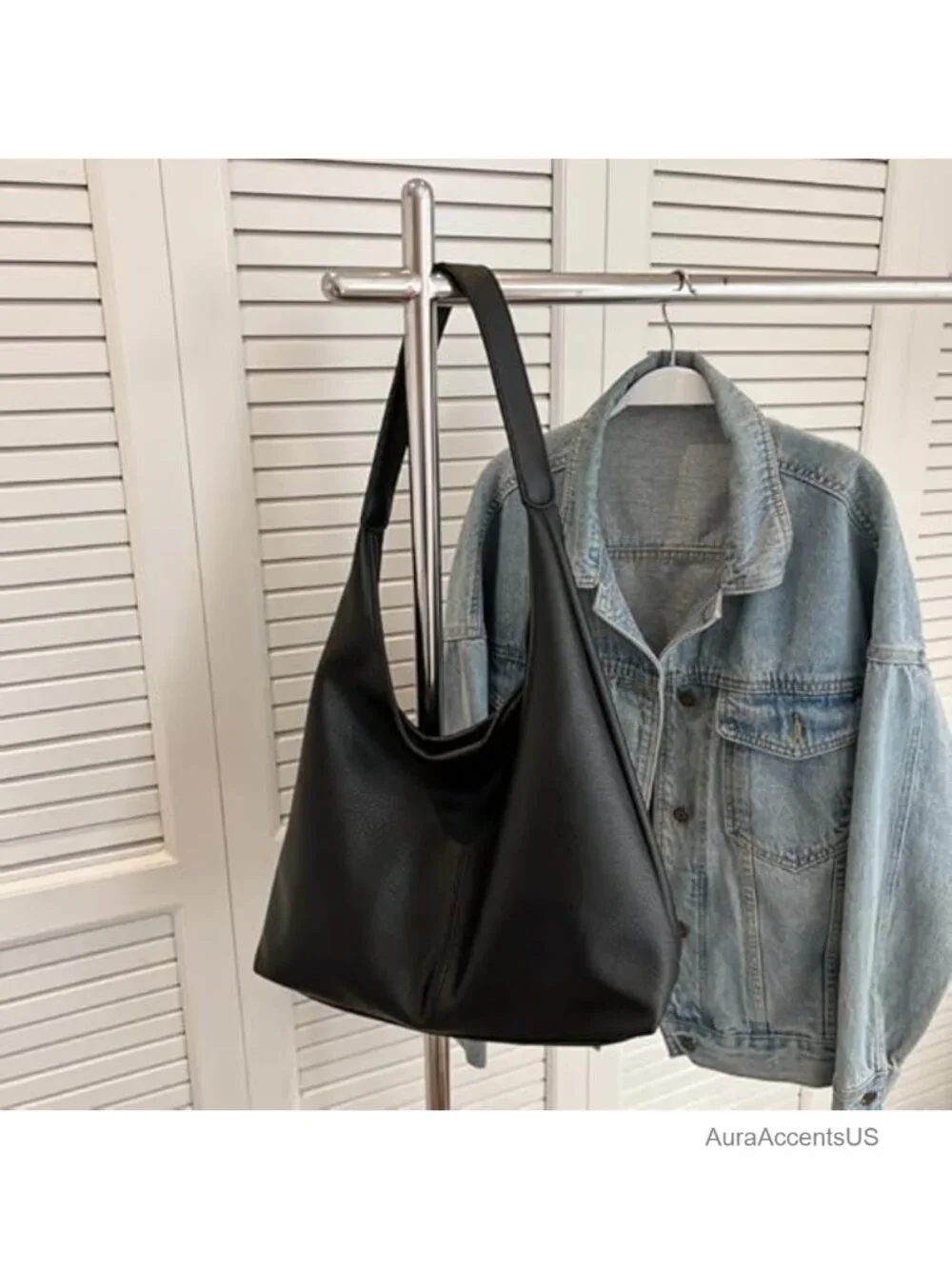 2-Pack Women's Slouchy Hobo Tote Bag Soft PU Leather Shoulder Purses Work